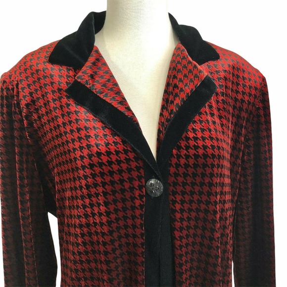 Coldwater Creek Velvet Duster Houndstooth Maxi Coat - Picture 2 of 9